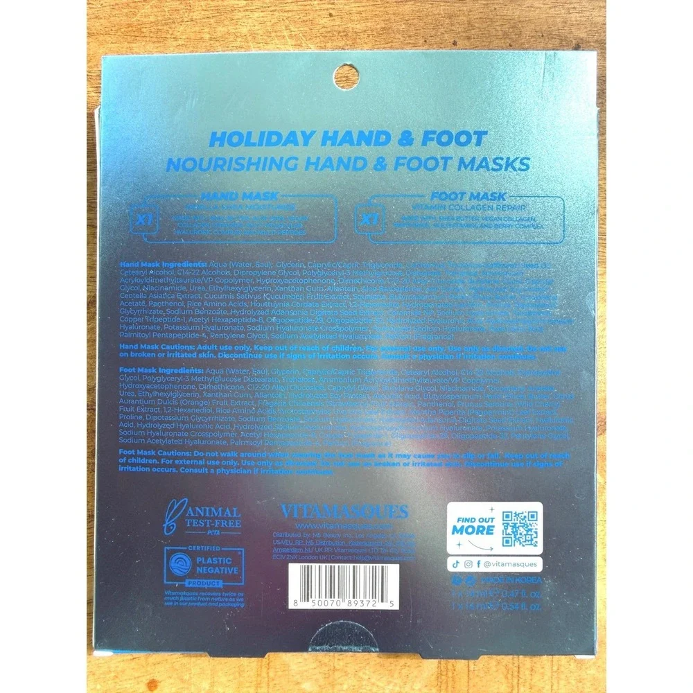 Vitamasques Mask Set‎ Self Care Skincare Hydrating Hand Foot Eye Lip 4-Pack NEW